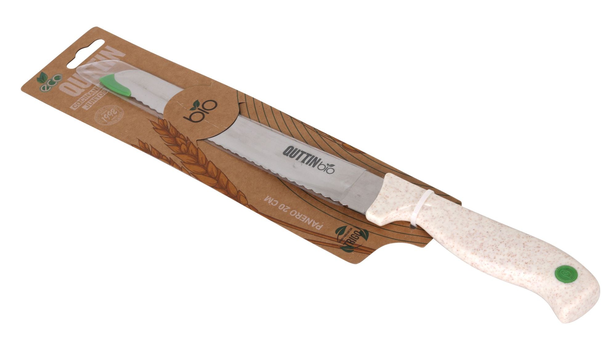 Inde Soler Hispania Cutit pentru paine din otel indoxidabil, 20 cm, Bio Bej / Argintiu