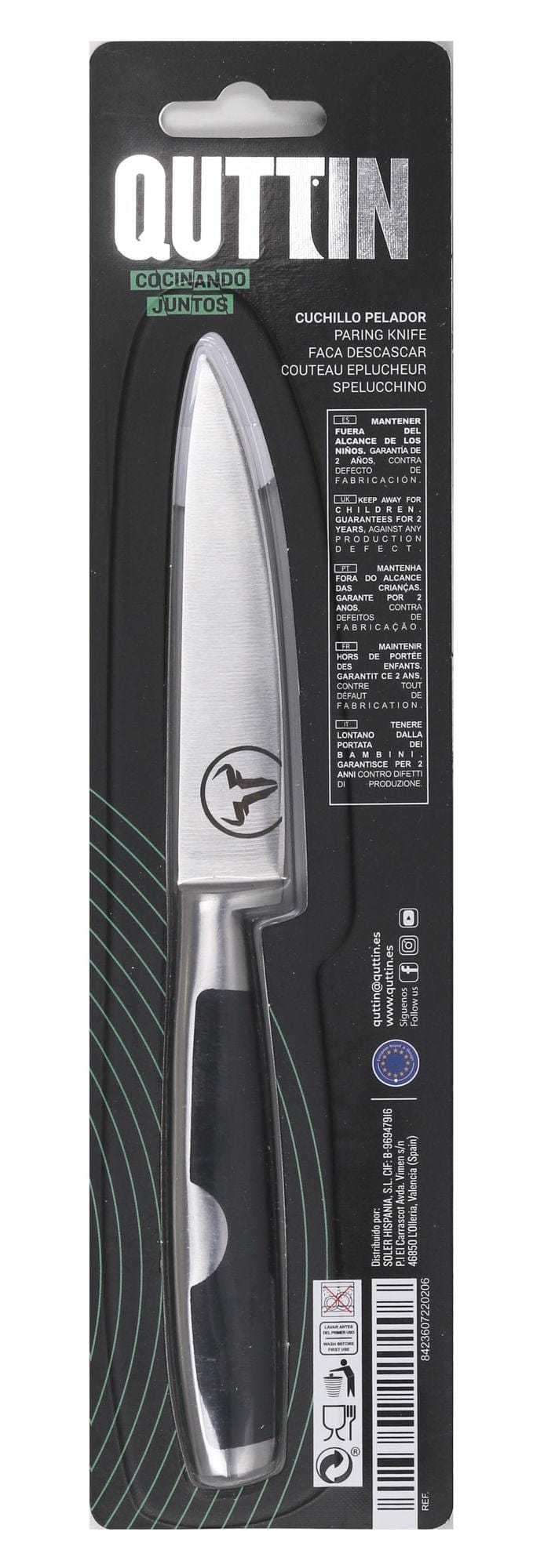 Inde Soler Hispania Cutit universal din otel indoxidabil, 10,5 cm, Moare Negru / Argintiu