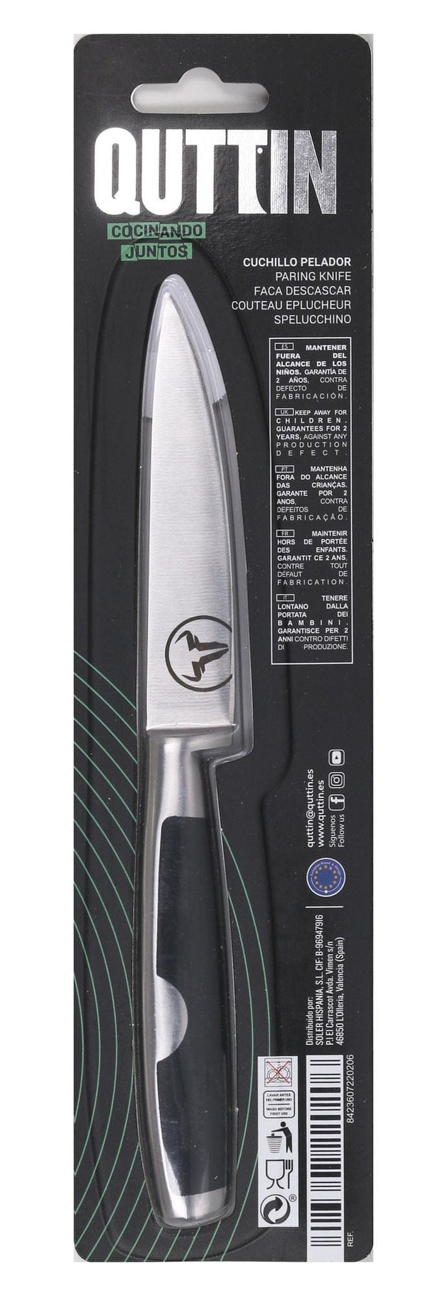 Inde Soler Hispania Cutit universal din otel indoxidabil, 10,5 cm, Moare Negru / Argintiu