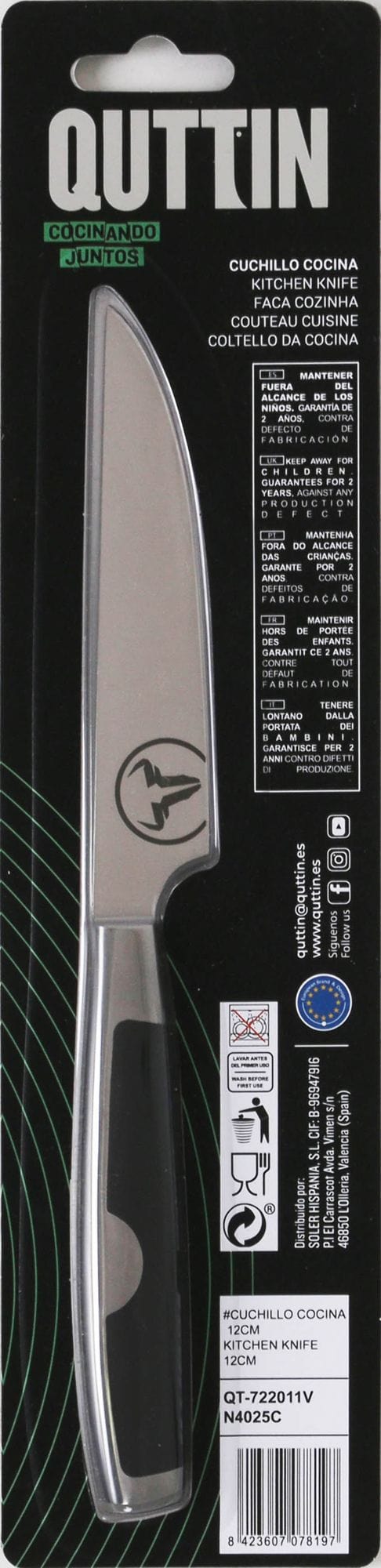 Inde Soler Hispania Cutit universal din otel indoxidabil, 12 cm, Moare Negru / Argintiu