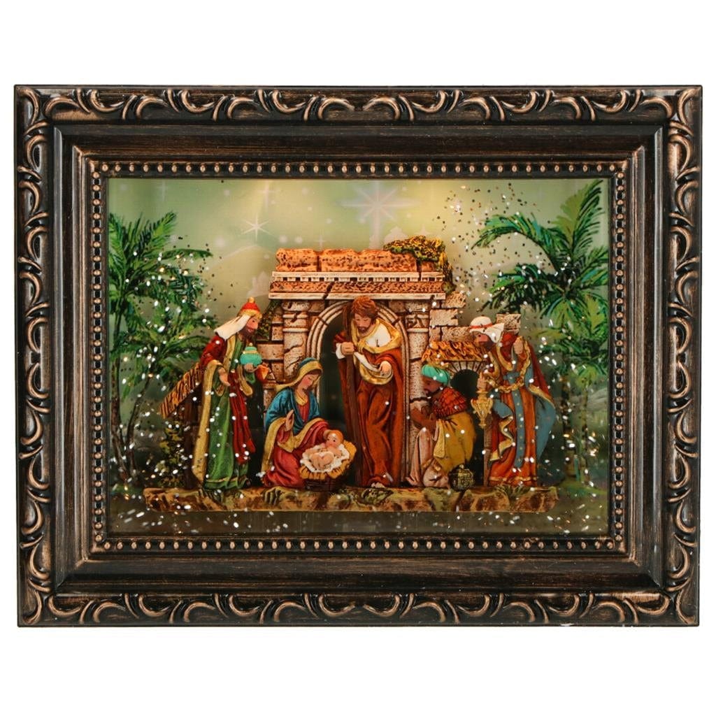 BFSummer Decoratiune de Craciun cu LED, Nativity Multicolor, L24,3xl5,2xH19,5 cm