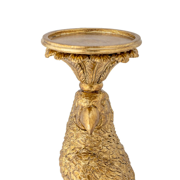 Decoratiune de perete cu suport lumanare, din polirasina, Seyara Auriu, Ø11,5xH39 cm (2)