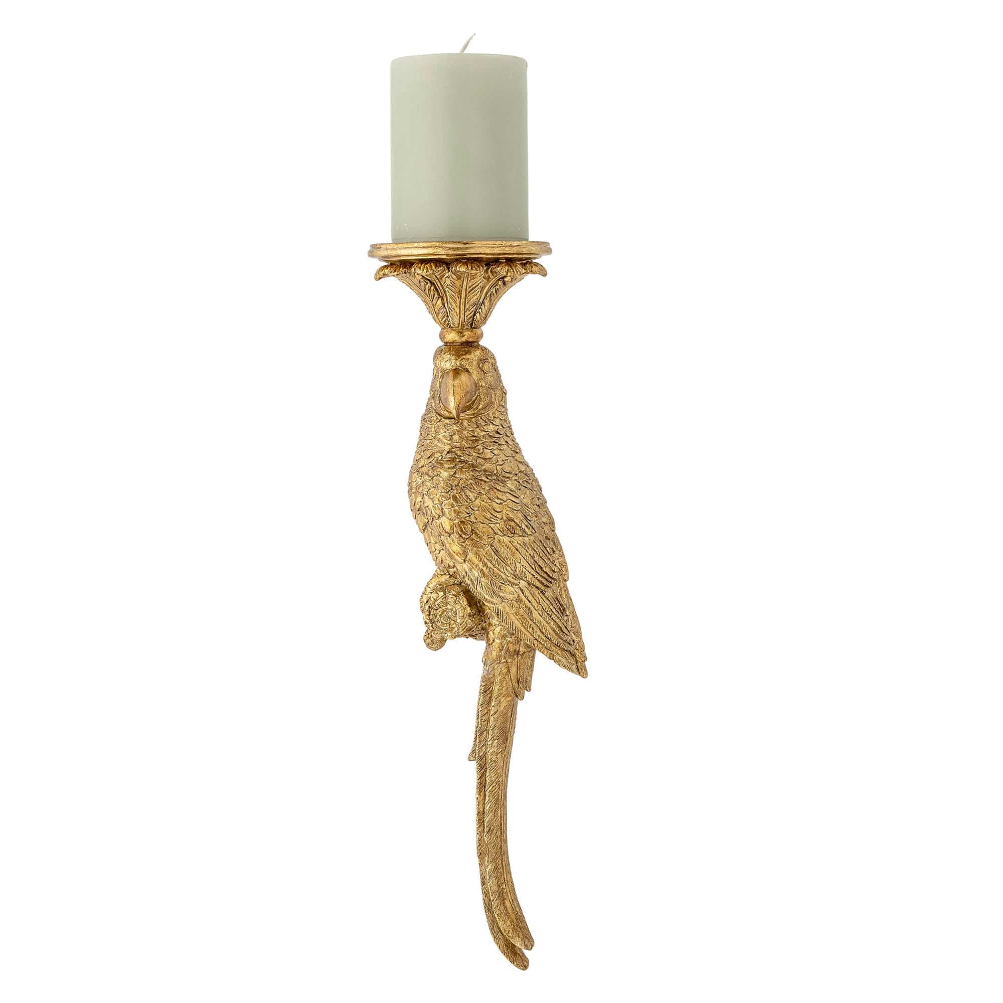 Decoratiune de perete cu suport lumanare, din polirasina, Seyara Auriu, Ø11,5xH39 cm (3)