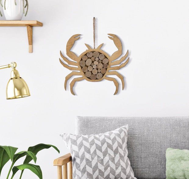 Decoratiune de perete din lemn, Crab Nature Natural, l35xA2xH31 cm (4)