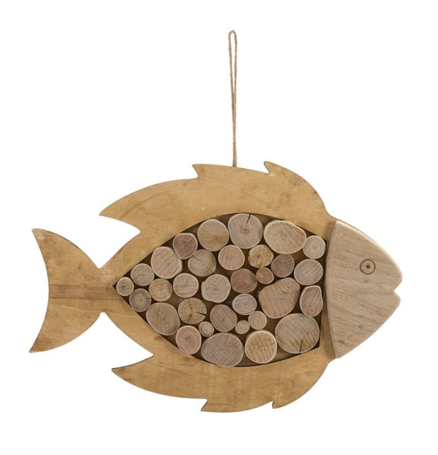 Decoratiune de perete din lemn, Fish Nature Natural, l42,5xA2xH28,5 cm