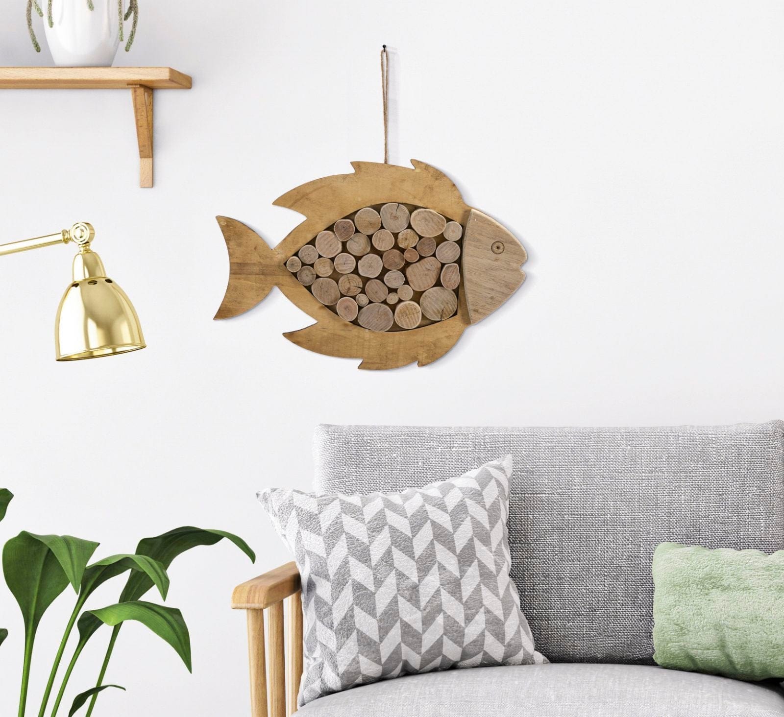 Decoratiune de perete din lemn, Fish Nature Natural, l42,5xA2xH28,5 cm (4)