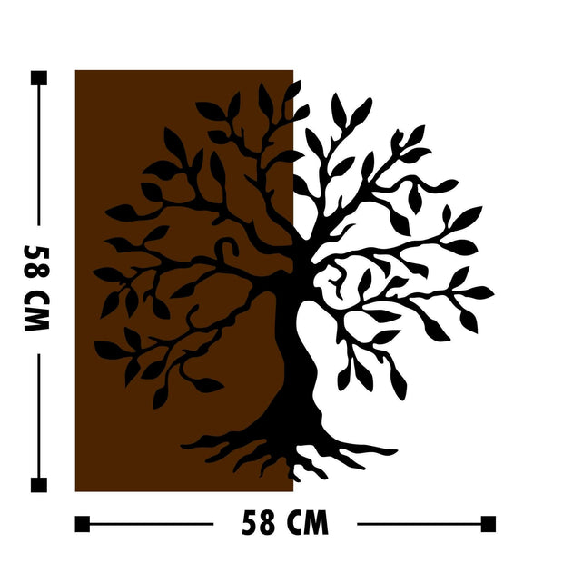 Asir Decoratiune de perete, din lemn si metal, Agac Nuc / Negru, l58xA3xH58 cm