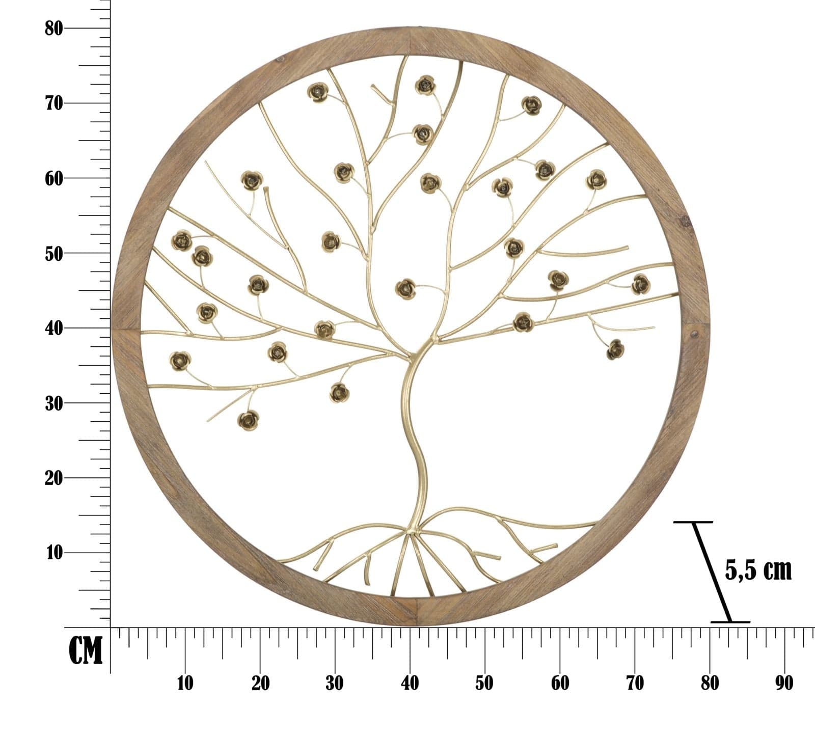 Decoratiune de perete din lemn si metal Albero Natural, Ø80xH5,5 cm (8)