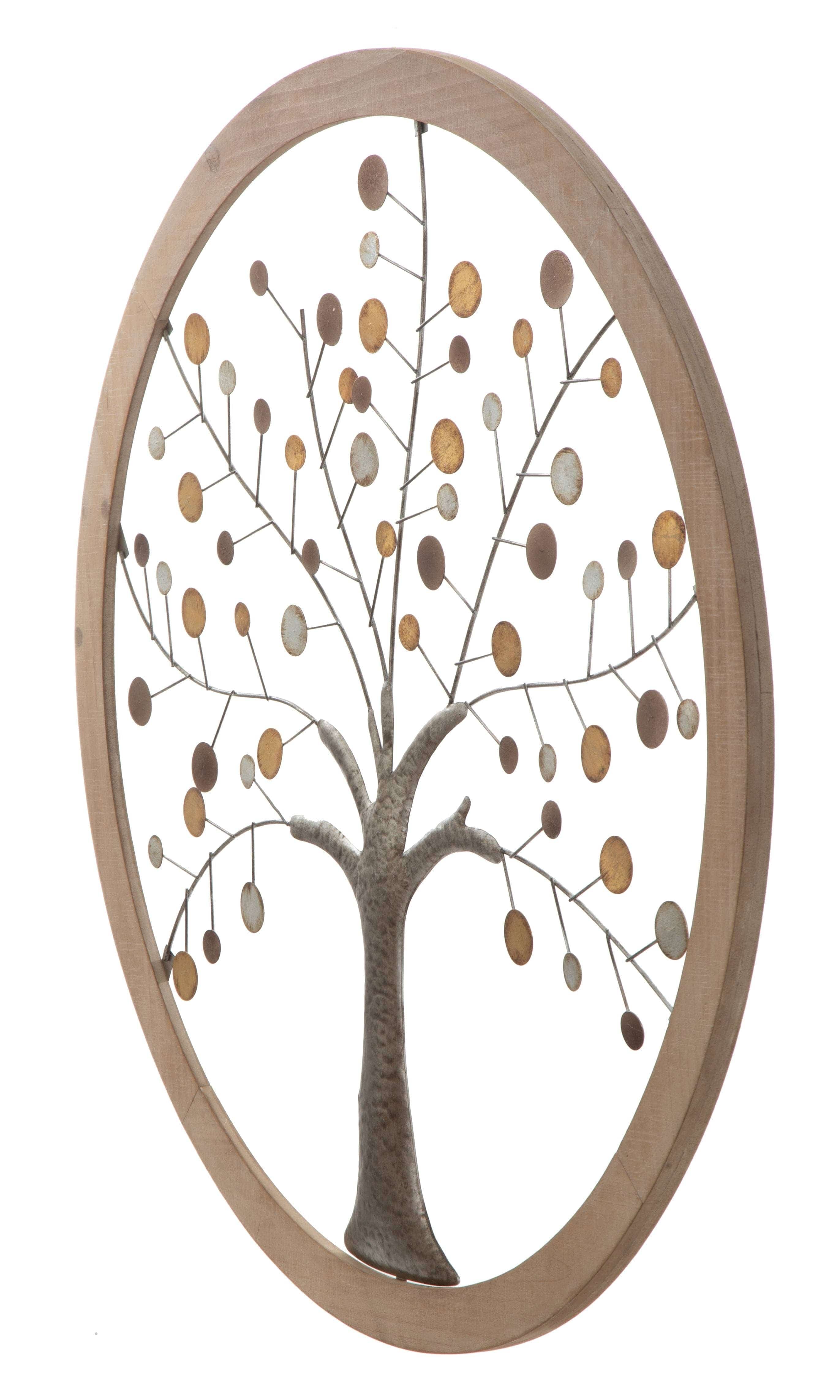 Decoratiune de perete din MDF si metal Life Tree II Natural, Ø80 cm (2)