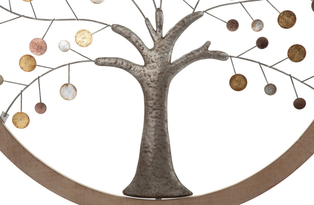 Decoratiune de perete din MDF si metal Life Tree II Natural, Ø80 cm (5)