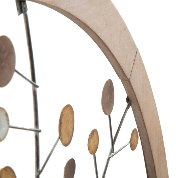 Decoratiune de perete din MDF si metal Life Tree II Natural, Ø80 cm (7)
