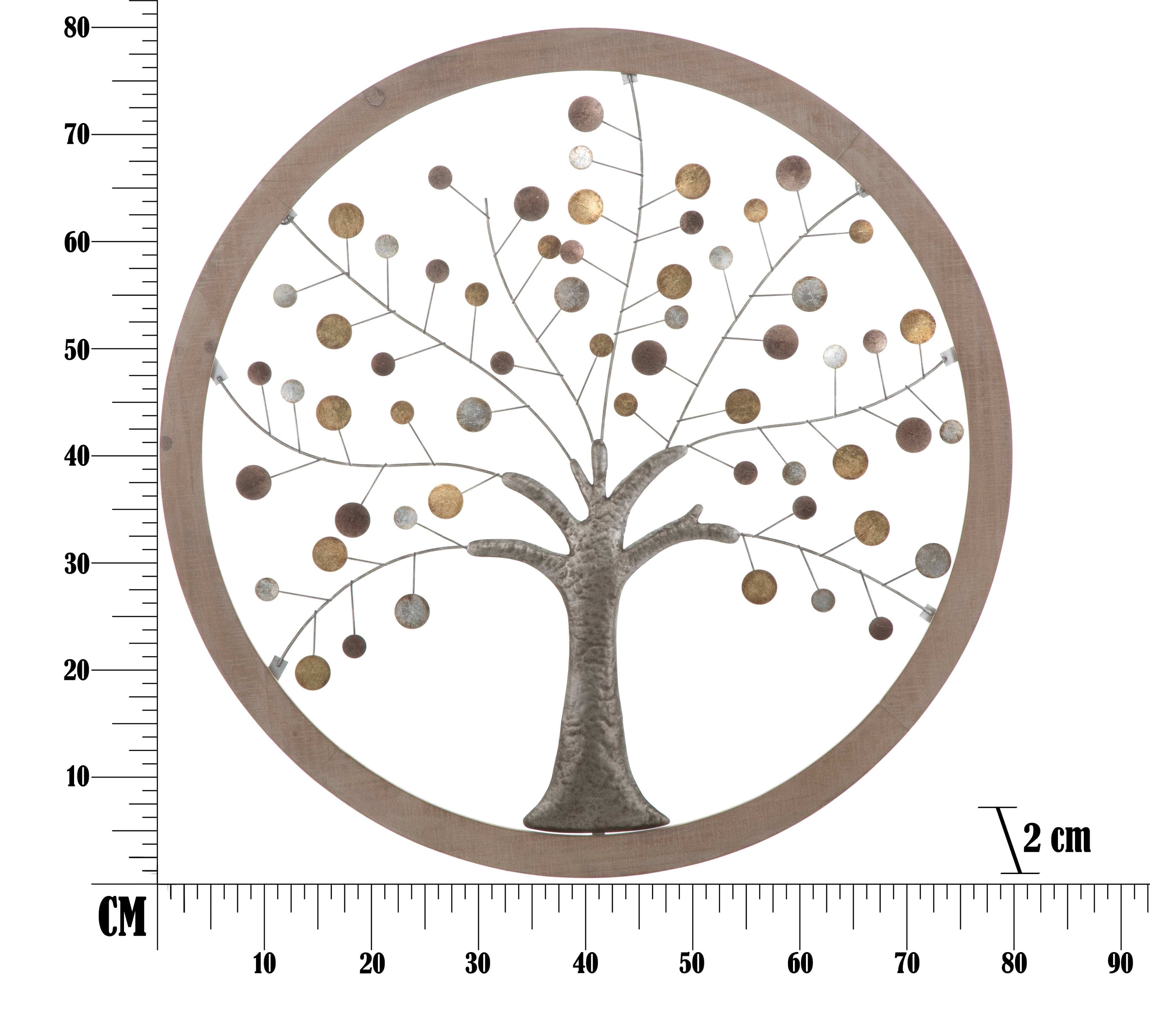 Decoratiune de perete din MDF si metal Life Tree II Natural, Ø80 cm (8)