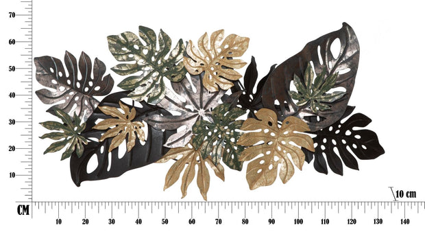 Decoratiune de perete din metal, Antique Leaf Multicolor, l133xA10xH67 cm (5)