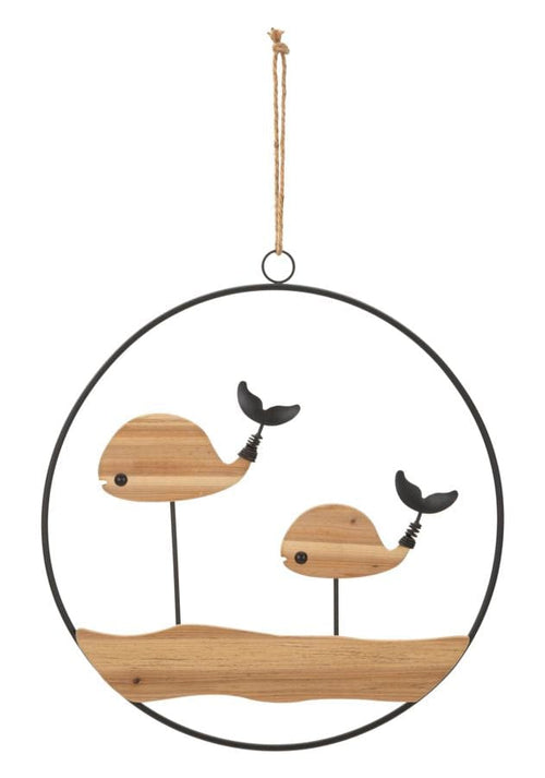 Decoratiune de perete din metal, Balene Multicolor, l56xA2xH60 cm