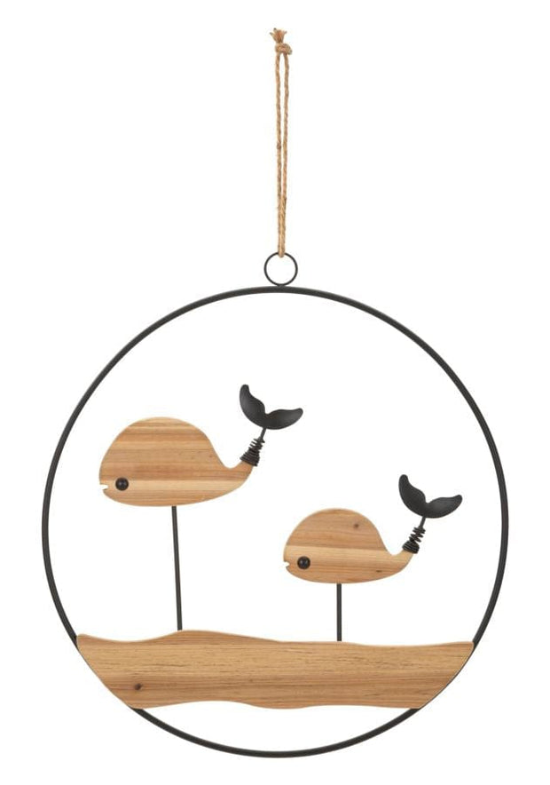 Decoratiune de perete din metal, Balene Multicolor, l56xA2xH60 cm