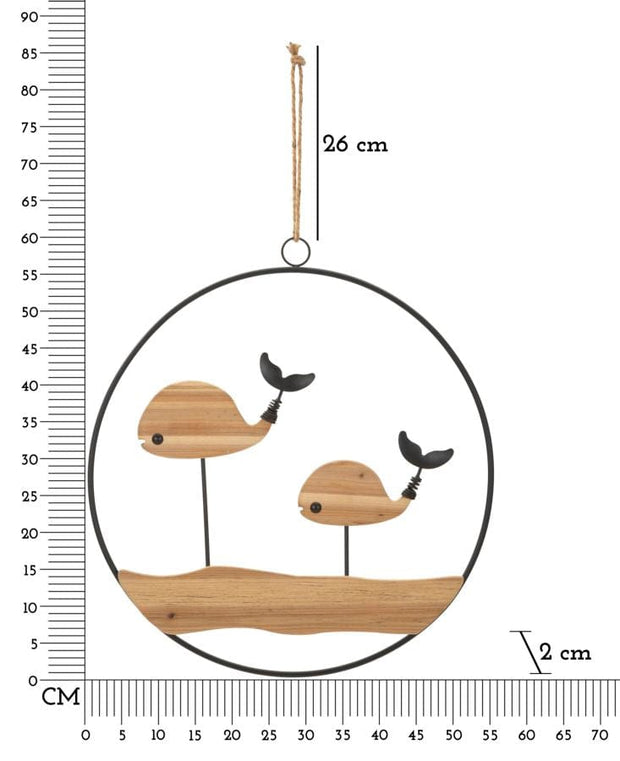 Decoratiune de perete din metal, Balene Multicolor, l56xA2xH60 cm (5)