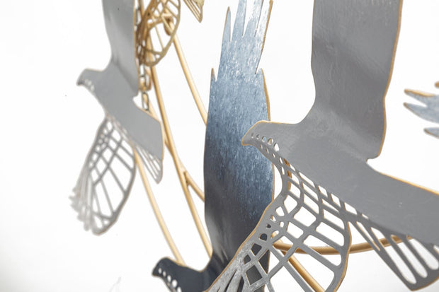 Decoratiune de perete din metal, Bird Multicolor, l90,8xA6,4xH50,8 cm (3)