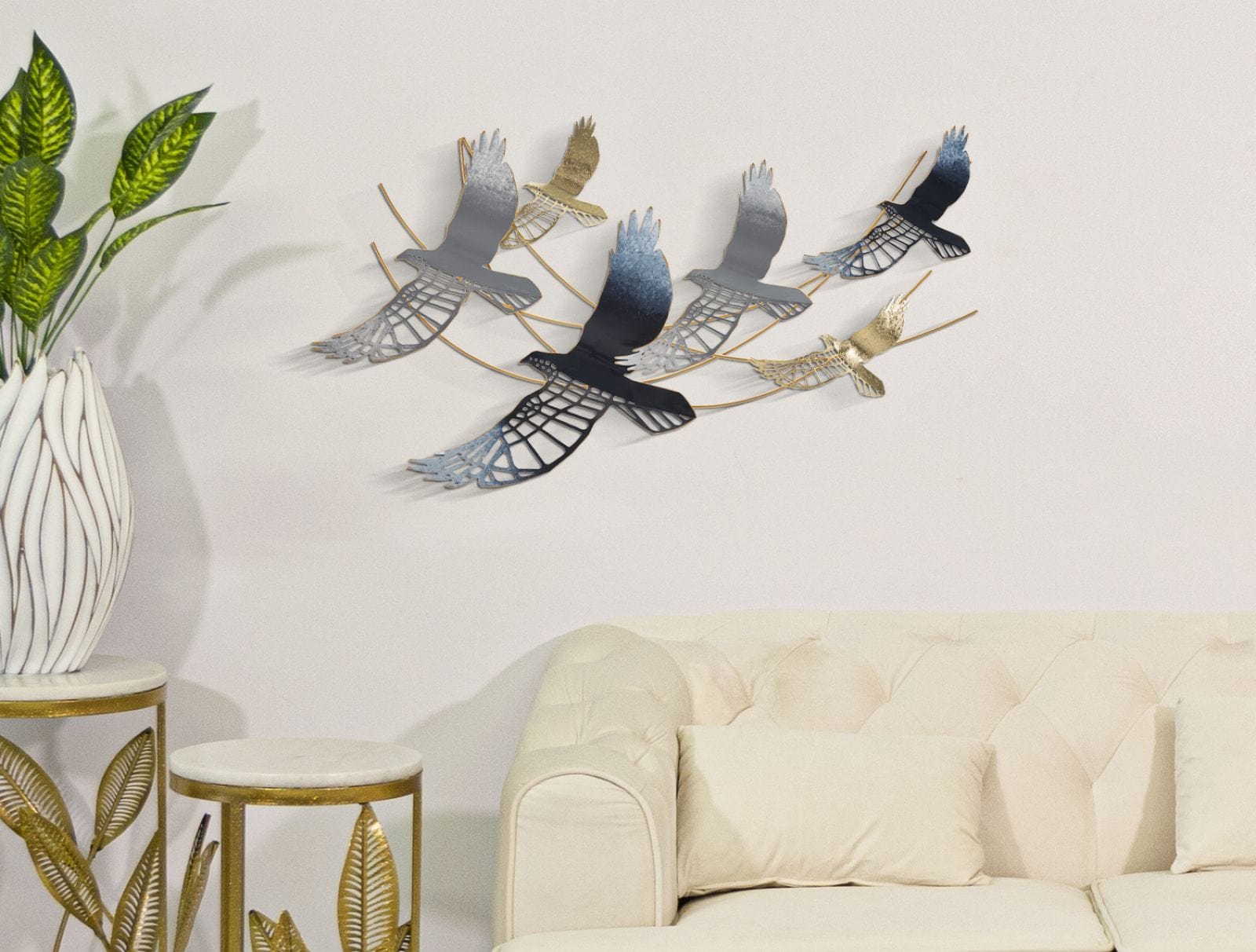 Decoratiune de perete din metal, Bird Multicolor, l90,8xA6,4xH50,8 cm (4)