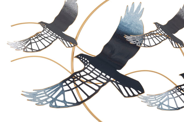 Decoratiune de perete din metal, Bird Multicolor, l91xA7xH50 cm (1)