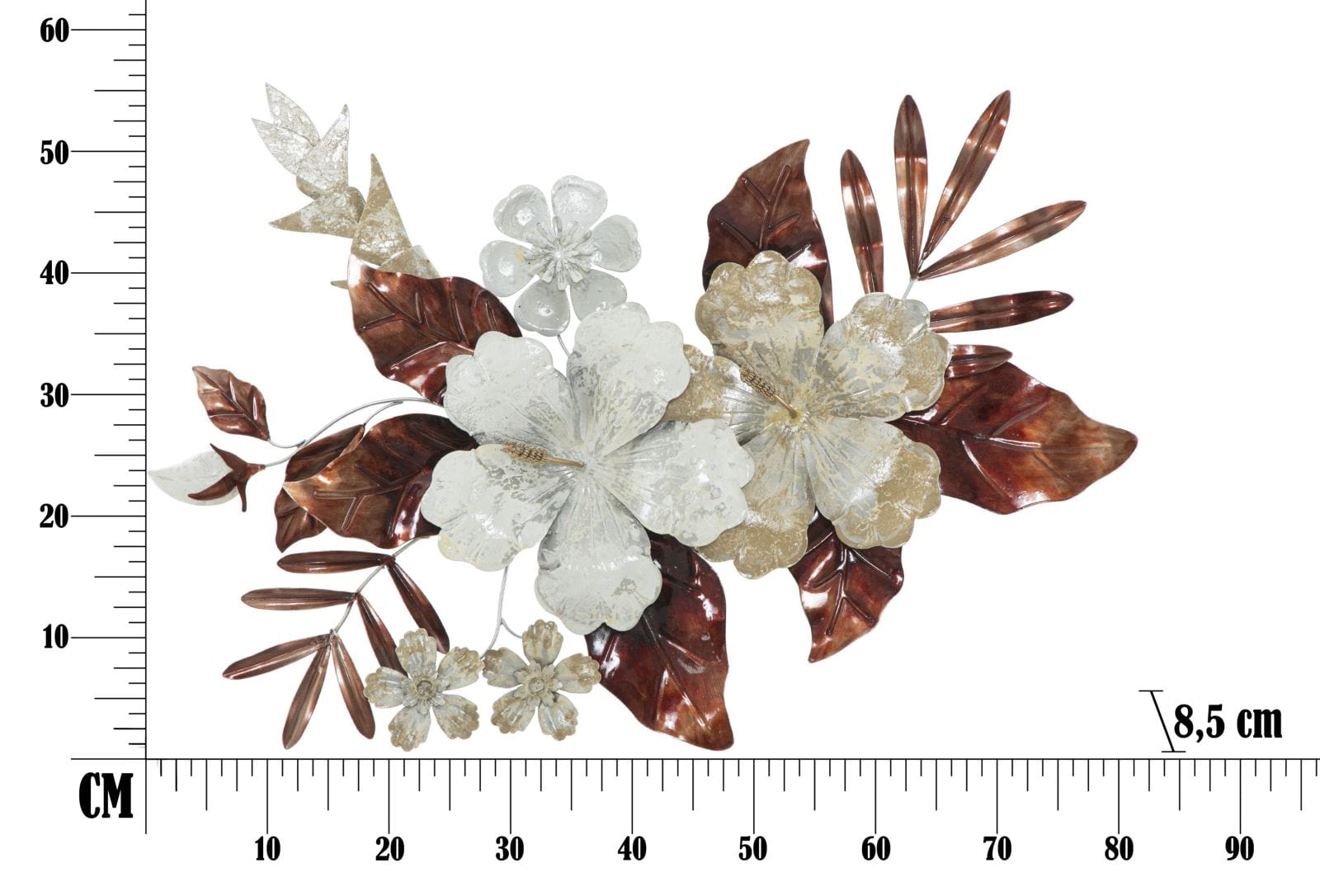 Decoratiune de perete din metal, Bouquet Multicolor, l83xA8,5xH55 cm (5)