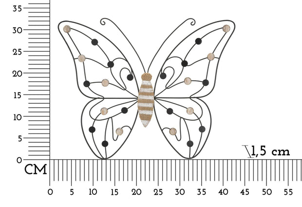 Decoratiune de perete din metal, Butterfly Maro / Negru, l39,5xA1,5xH33,5 cm (5)