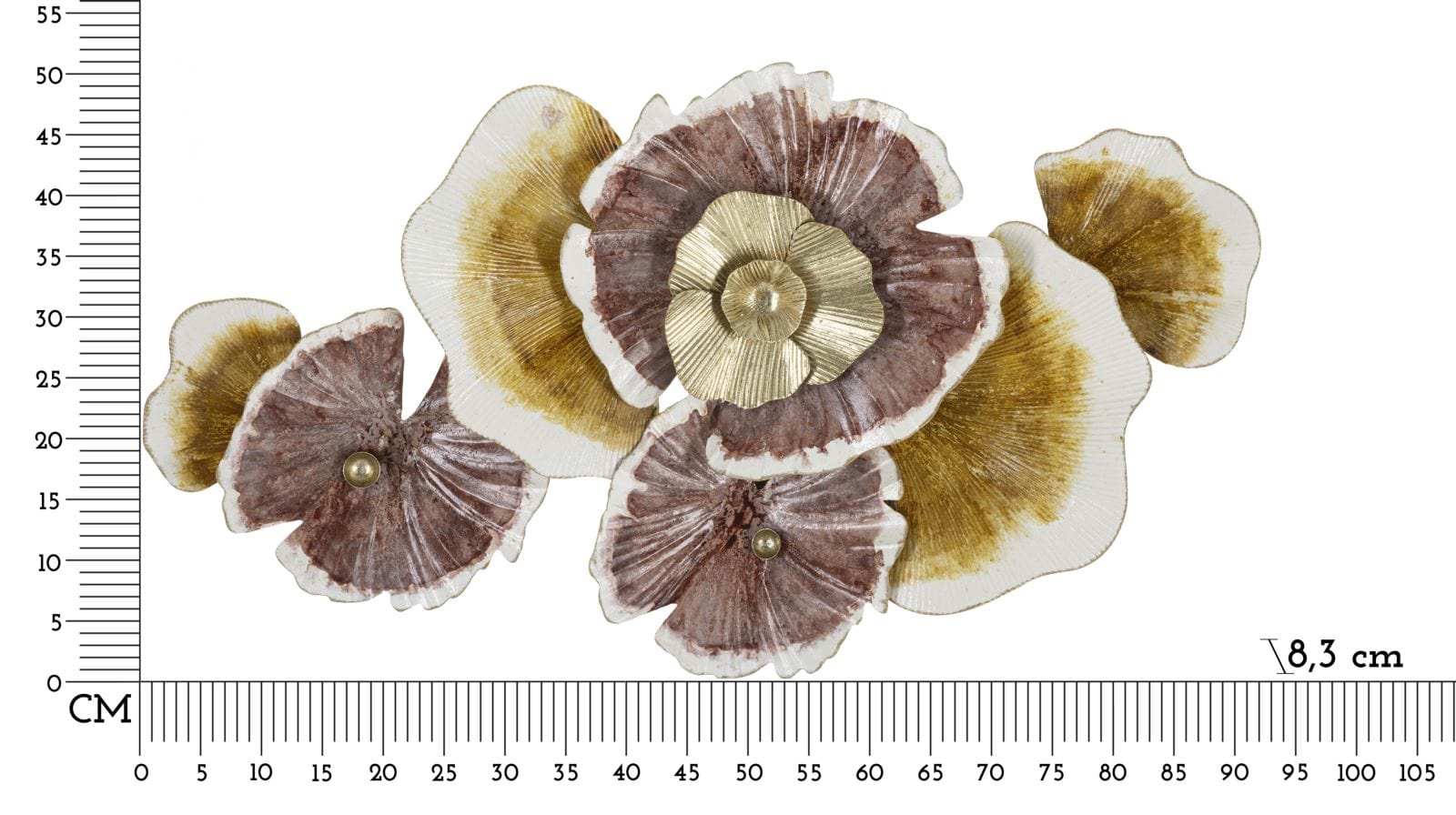 Decoratiune de perete din metal, Clow Multicolor, l92,1xA8,3xH51,4 cm (5)