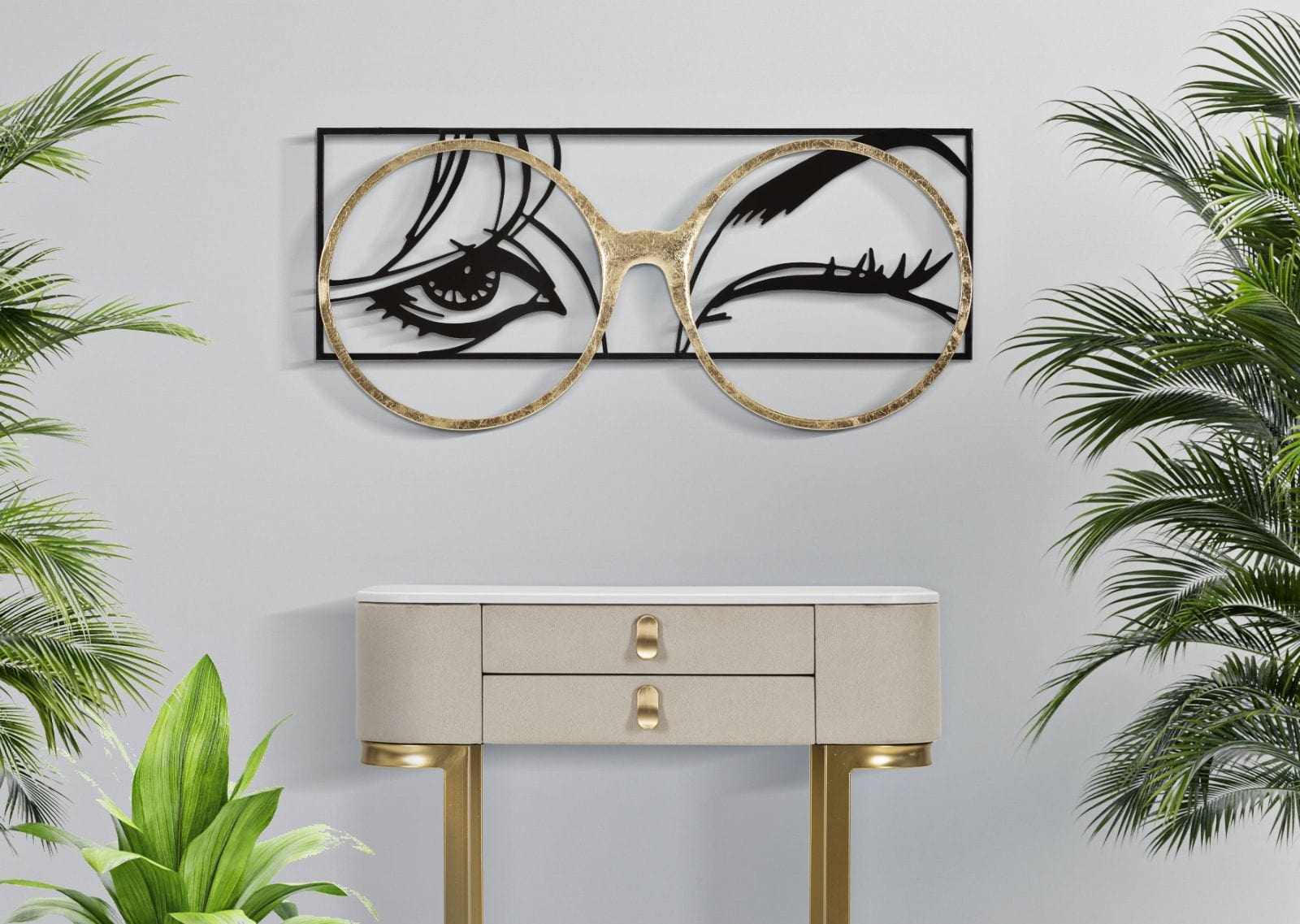 Mauro Ferretti Decoratiune de perete din metal, Eyewear Multicolor, l89,5xA3,8xH41,3 cm