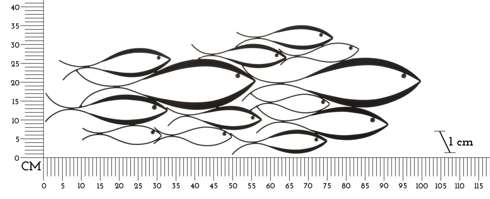 Decoratiune de perete din metal, Fishy Multicolor, l100xA1xH35 cm (5)