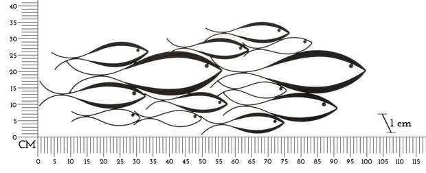 Decoratiune de perete din metal, Fishy Multicolor, l100xA1xH35 cm (5)