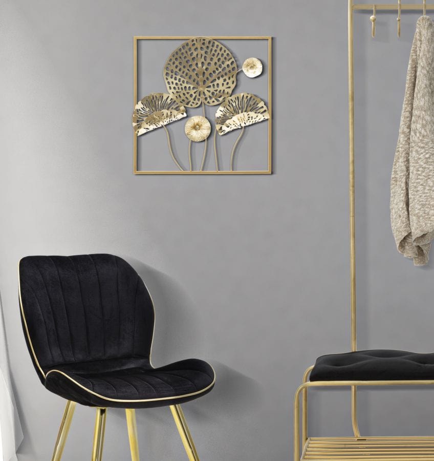 Decoratiune de perete din metal, Flowers Multicolor, l50xA5xH50 cm (4)