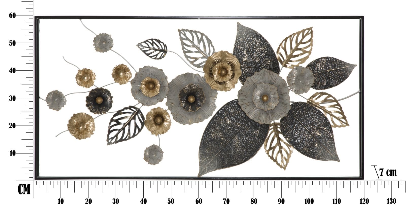 Decoratiune de perete din metal, Frame Plus Multicolor, l120xA7xH59 cm (5)