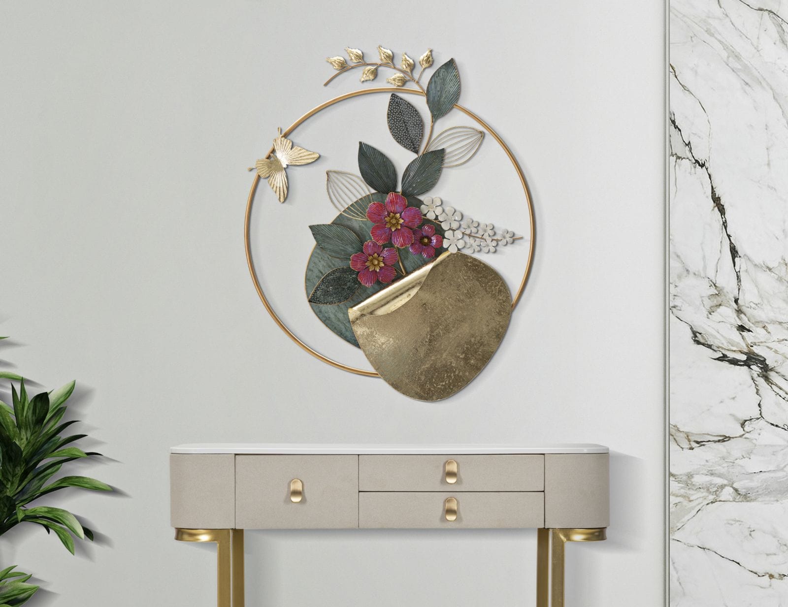 Decoratiune de perete din metal, Gard Multicolor, l67xA8xH74 cm (4)