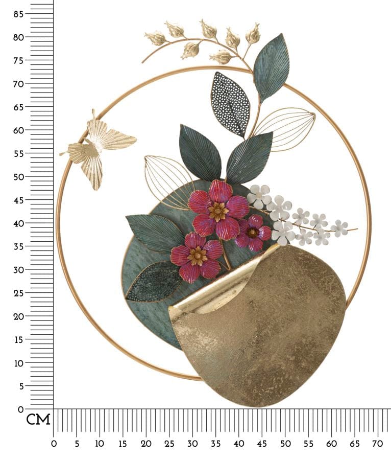 Decoratiune de perete din metal, Gard Multicolor, l67xA8xH74 cm (5)