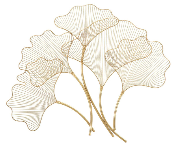 Decoratiune de perete din metal, Glam Leaf Auriu, l79xA5xH68 cm