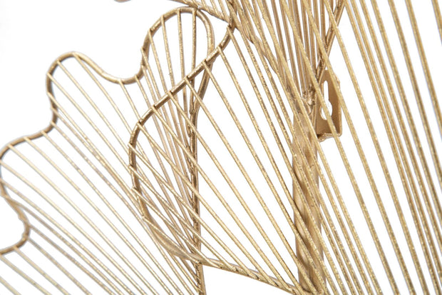 Decoratiune de perete din metal, Glam Leaf Auriu, l79xA5xH68 cm (3)