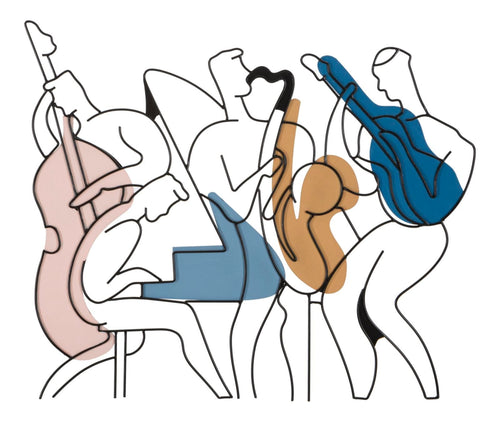 Decoratiune de perete din metal, Jazz Multicolor, l70xA1,3xH60 cm