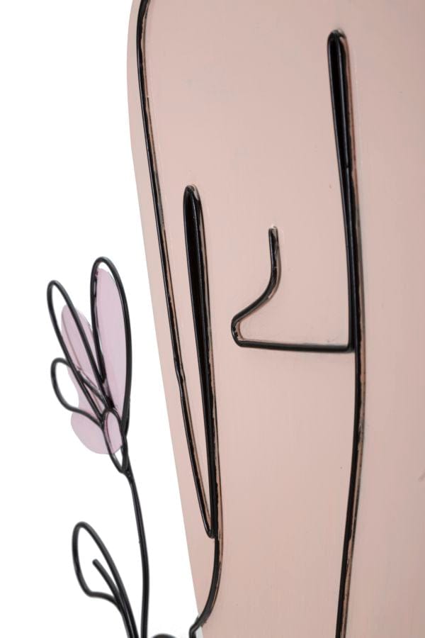 Decoratiune de perete din metal, Lady W/Flower Multicolor, l80xA1,3xH90 cm (3)