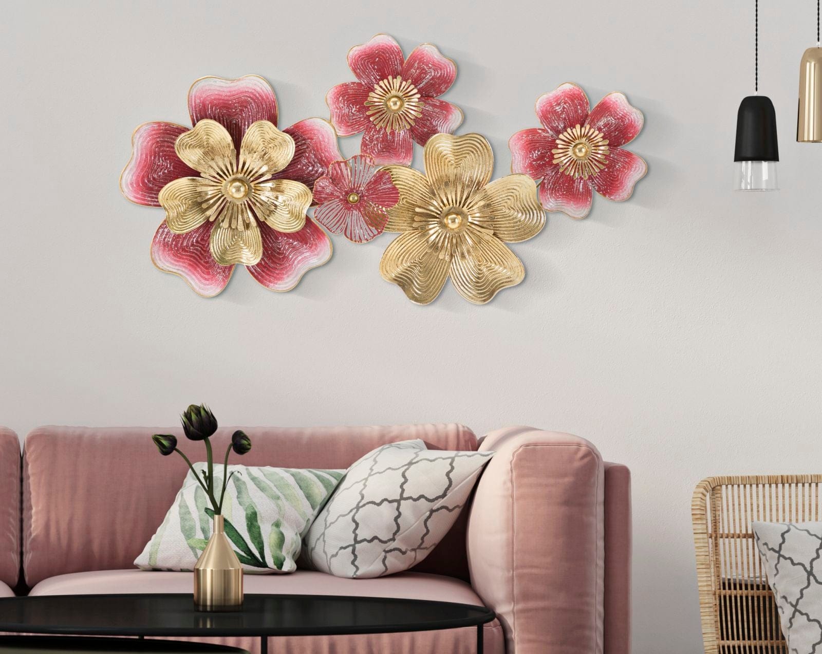 Decoratiune de perete din metal, Lobi Multicolor, l91,4xA6,4xH50,8 cm (4)