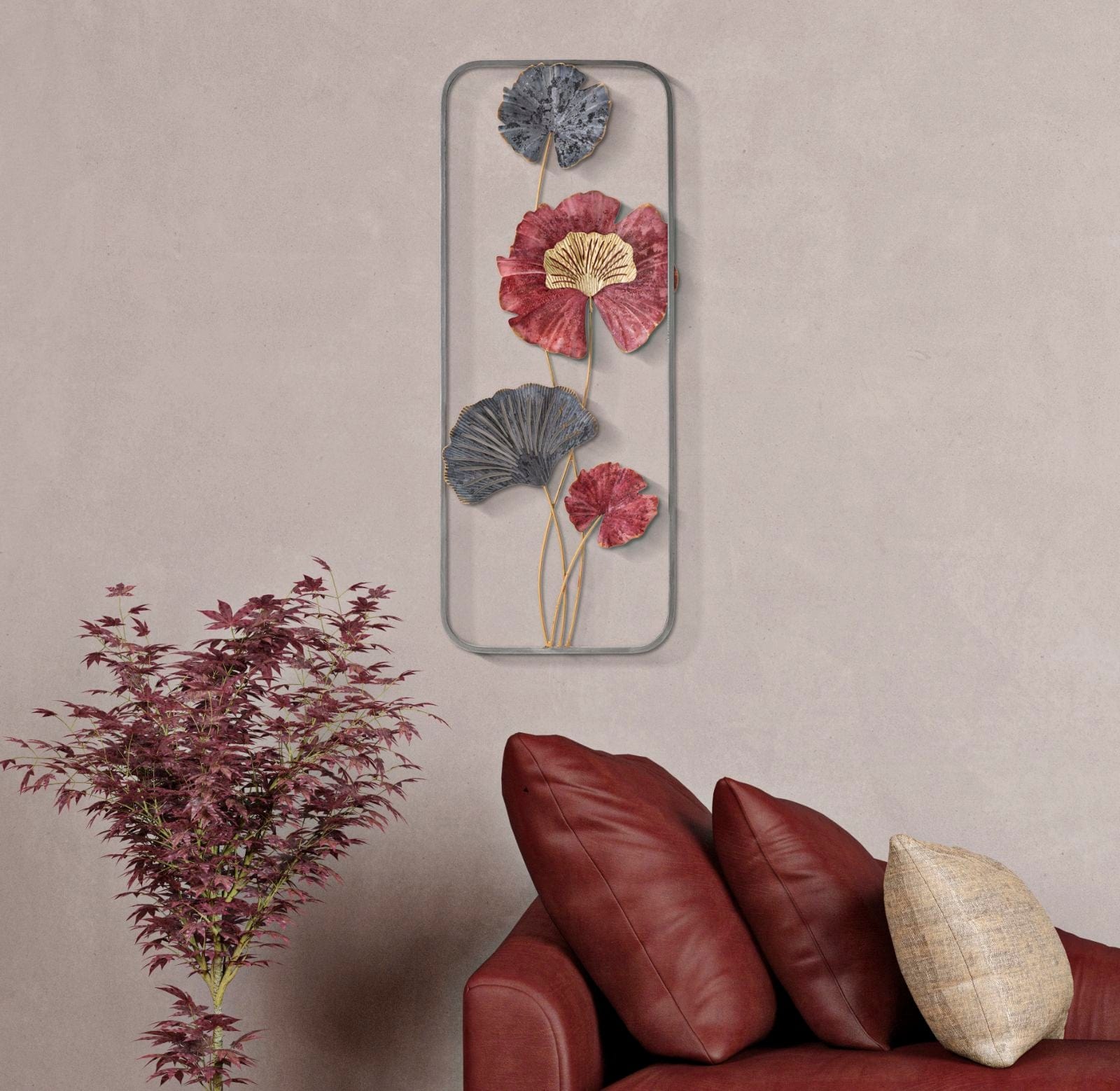 Decoratiune de perete din metal, Lobo Multicolor, l28,6xA4,4xH74,3 cm (4)