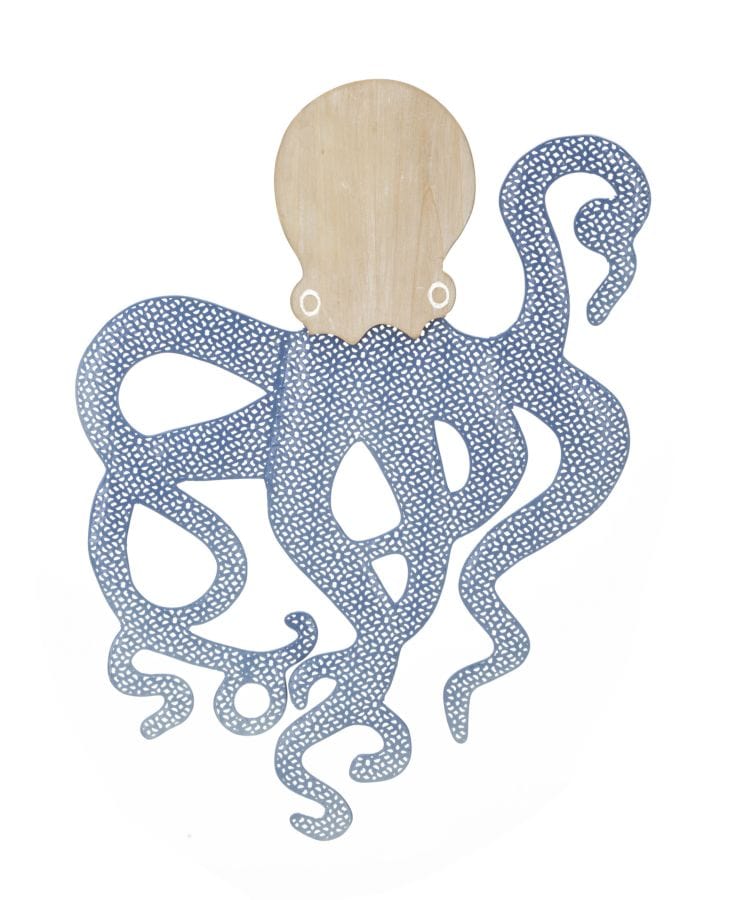 Decoratiune de perete din metal, Octopus Multicolor, l41xA1,5xH57 cm