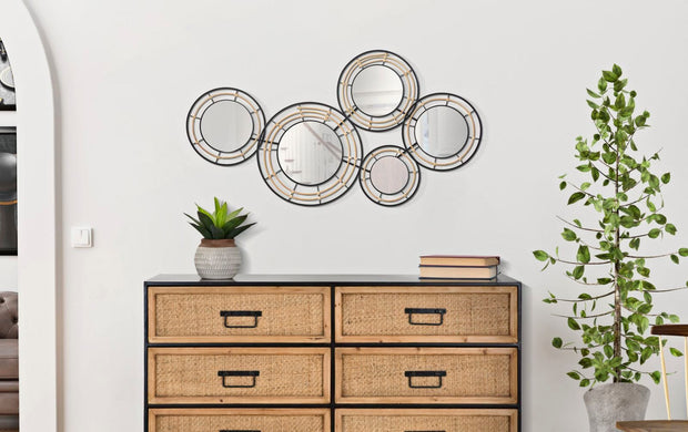 Decoratiune de perete din metal, Oporto Negru / Maro, l111xA9,5xH59 cm (4)