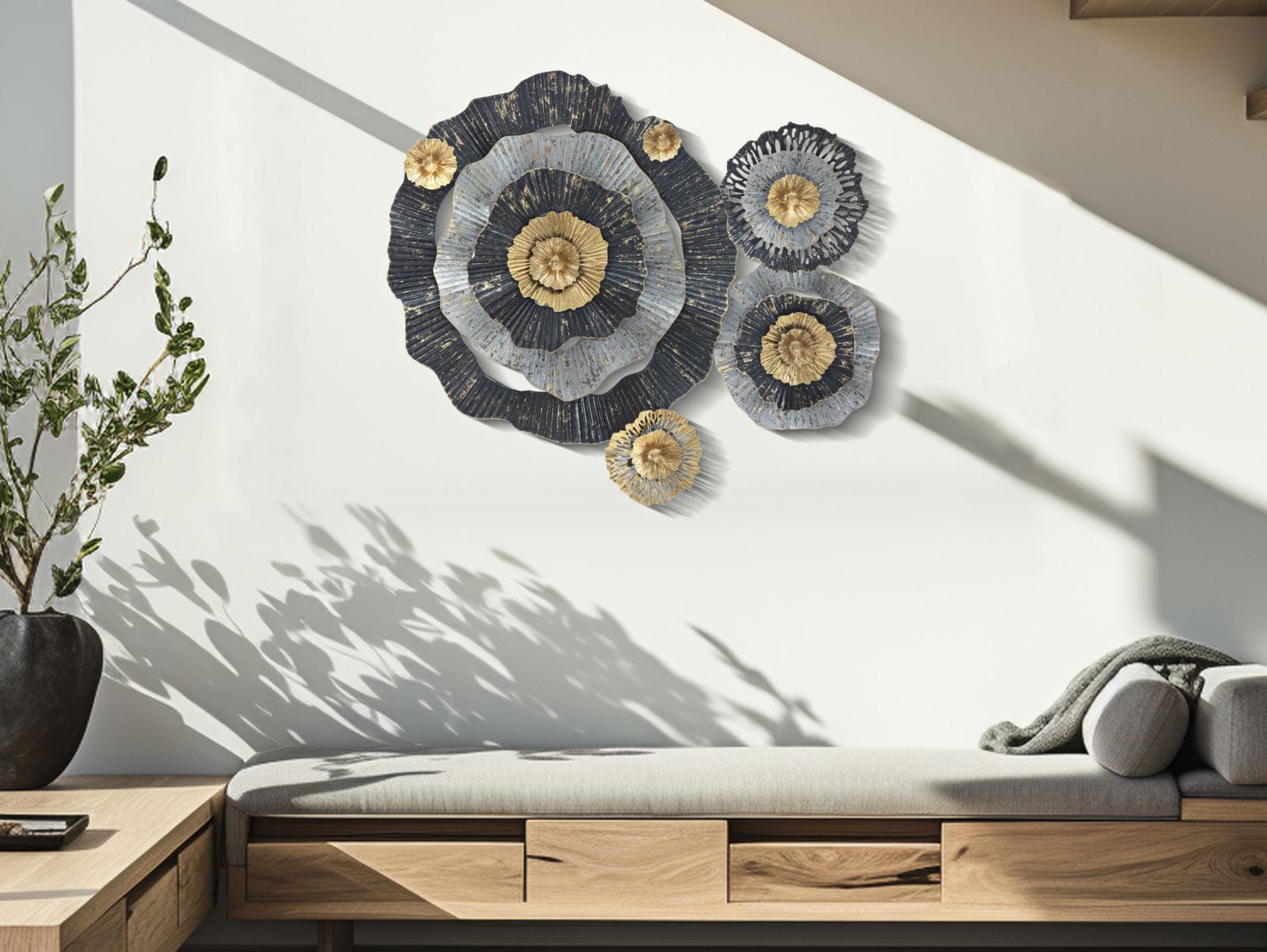 Decoratiune de perete din metal, Otos Multicolor, l100xA8xH80 cm (5)