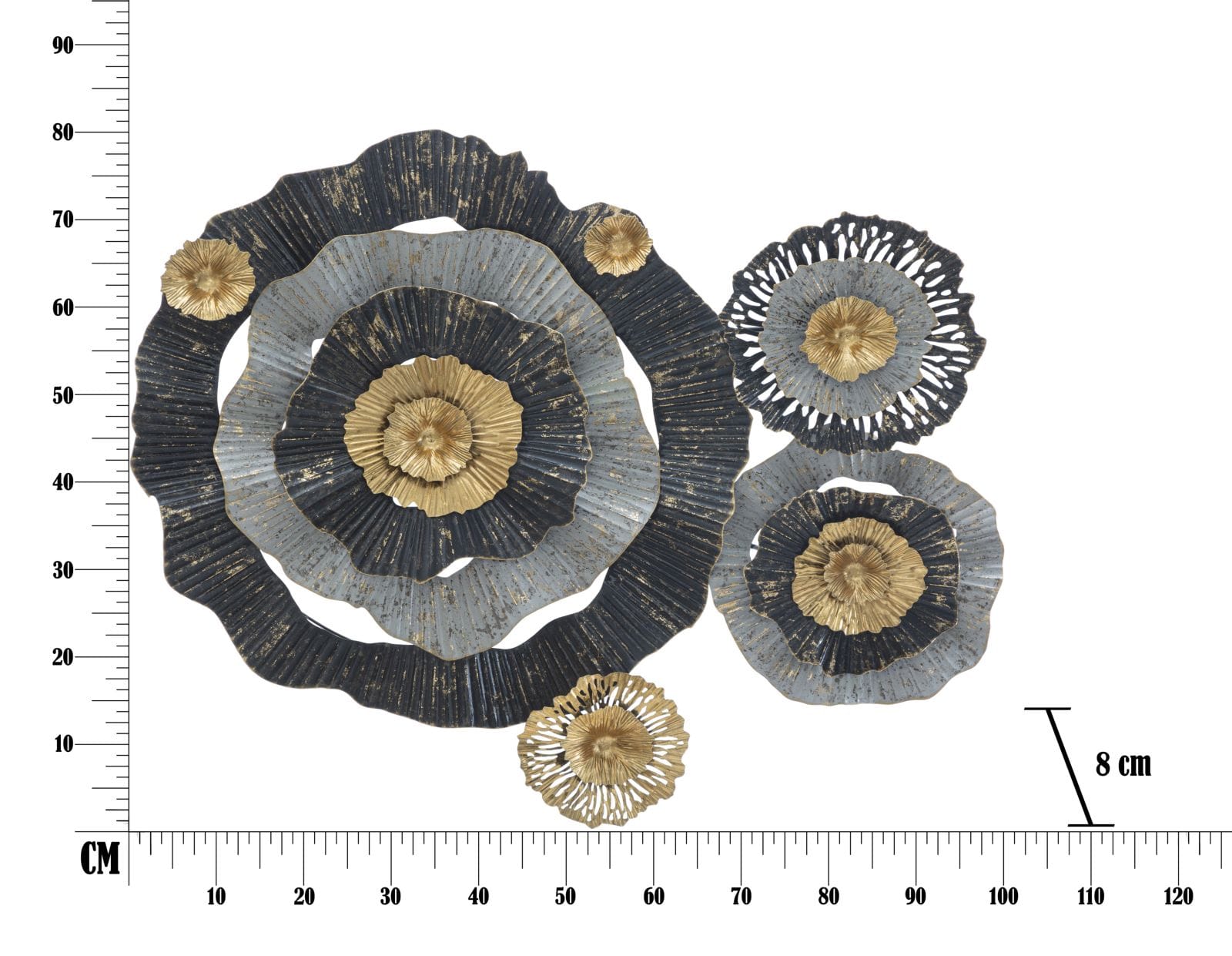 Decoratiune de perete din metal, Otos Multicolor, l100xA8xH80 cm (6)