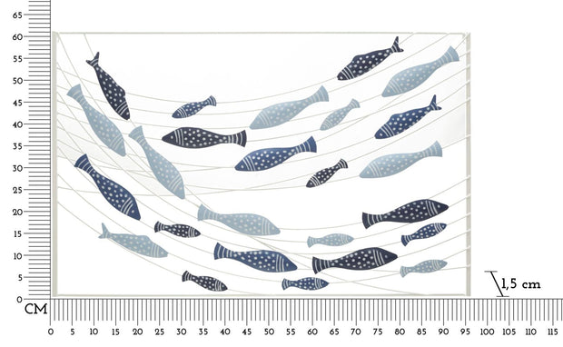 Decoratiune de perete din metal, Pesci Multicolor, l96,5xA1,5xH61 cm (5)