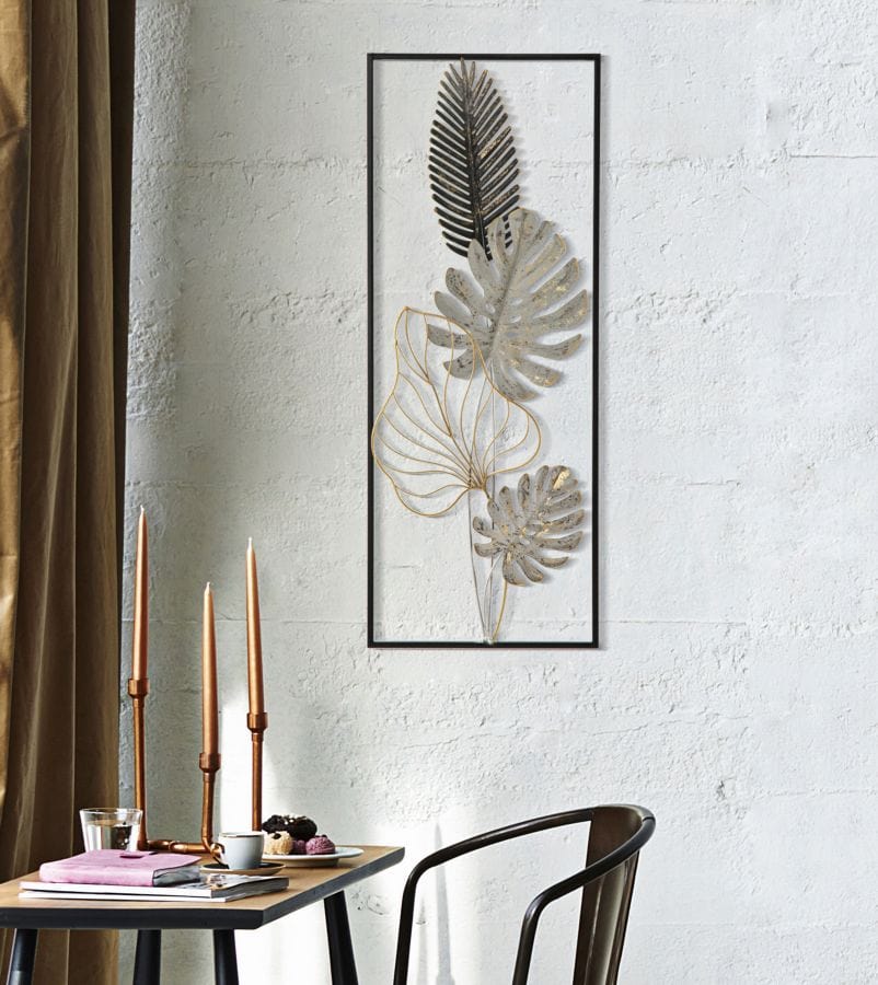 Decoratiune de perete din metal, Plam -A- Multicolor, l28,5xA3xH74 cm (4)