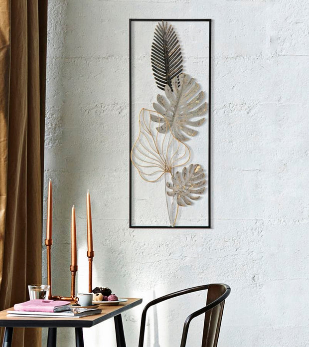 Decoratiune de perete din metal, Plam -A- Multicolor, l28,5xA3xH74 cm (4)