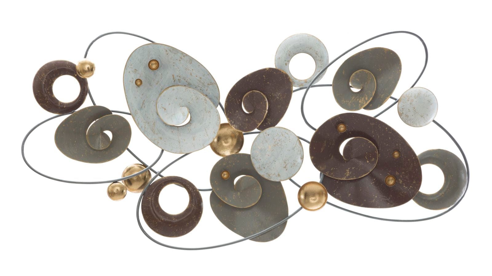 Decoratiune de perete din metal, Planet Multicolor, l120xA6xH58 cm