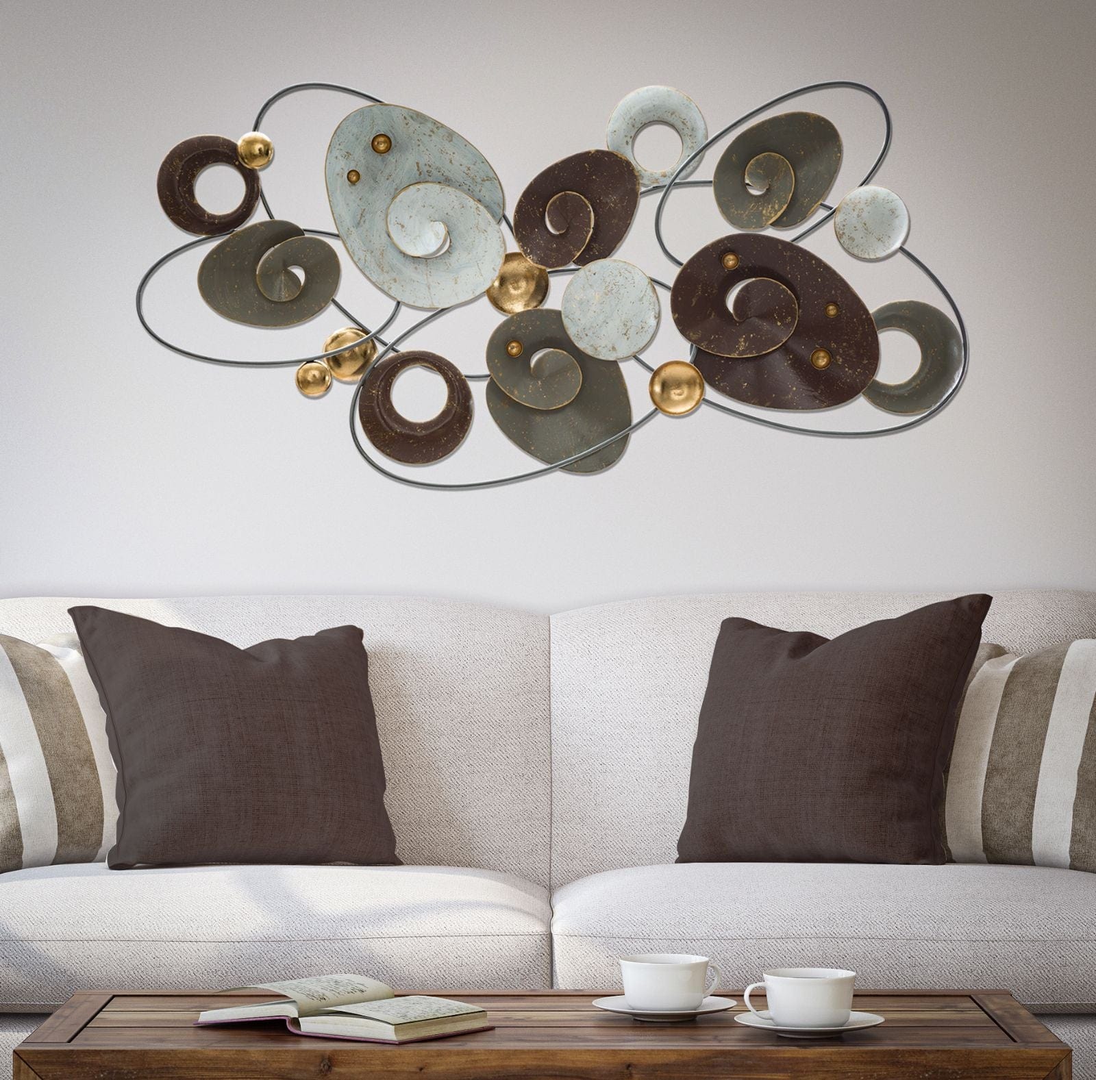 Decoratiune de perete din metal, Planet Multicolor, l120xA6xH58 cm (5)