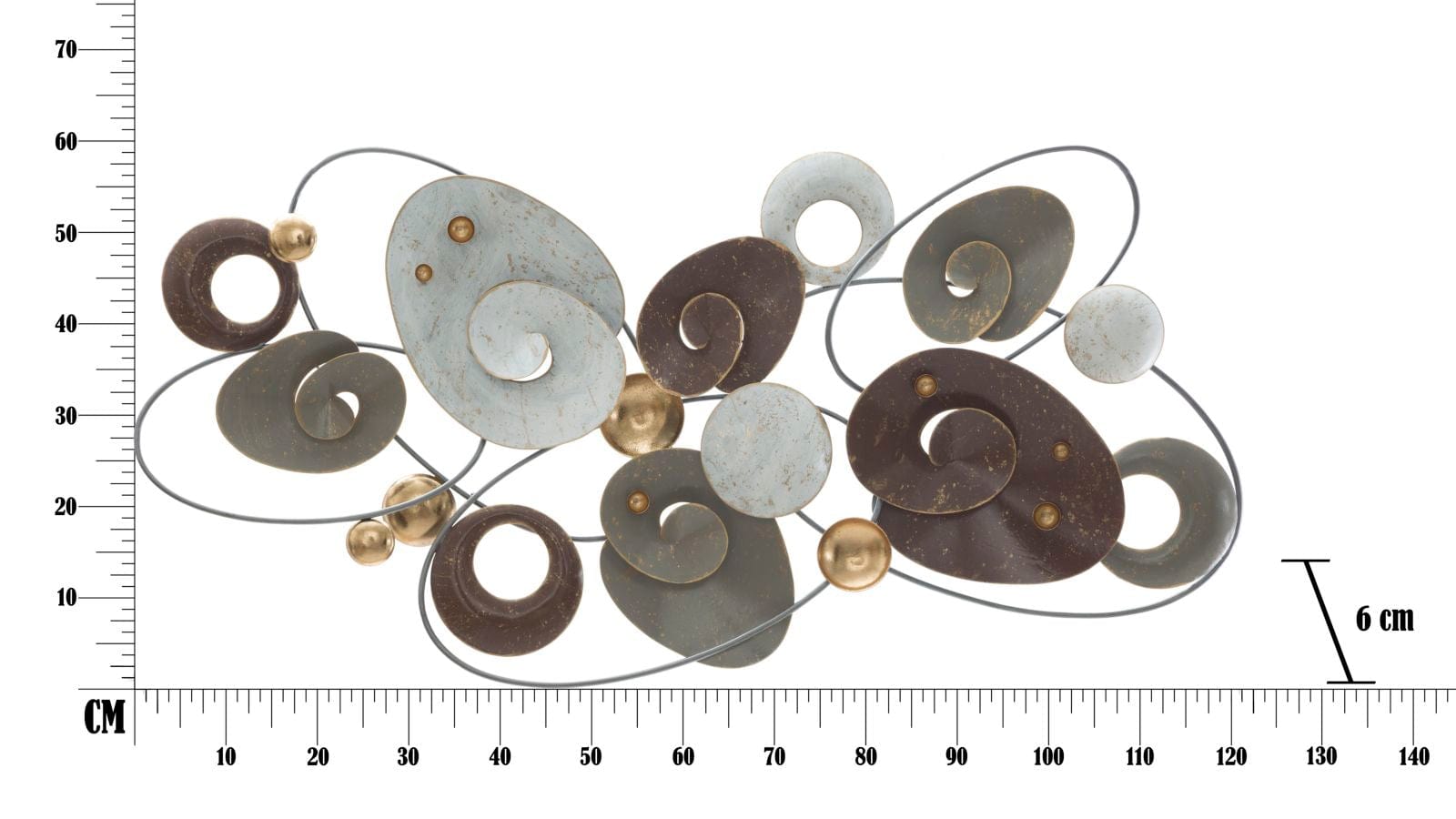 Decoratiune de perete din metal, Planet Multicolor, l120xA6xH58 cm (6)