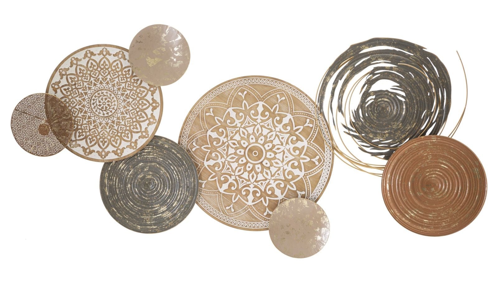 Decoratiune de perete din metal si MDF, Boho Multicolor, l167,6xA8,9xH80,6 cm